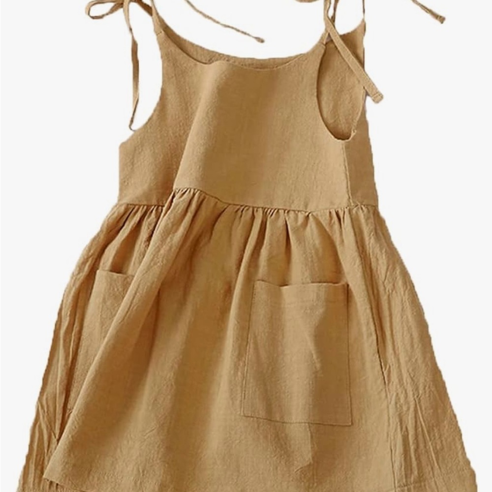Adorable Tan Kids Dress with Pockets